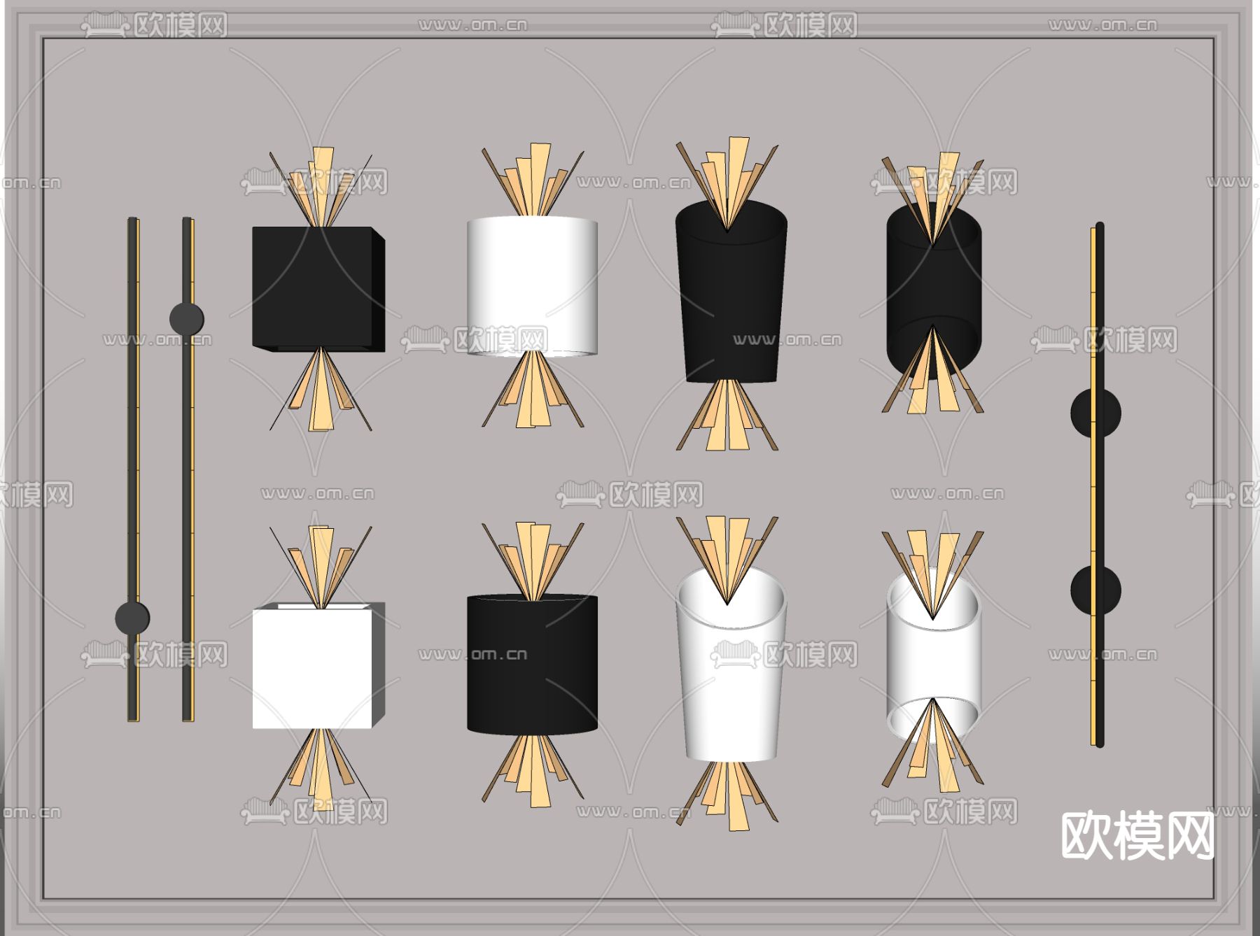 现代简约壁灯su模型下载（渲染图2）