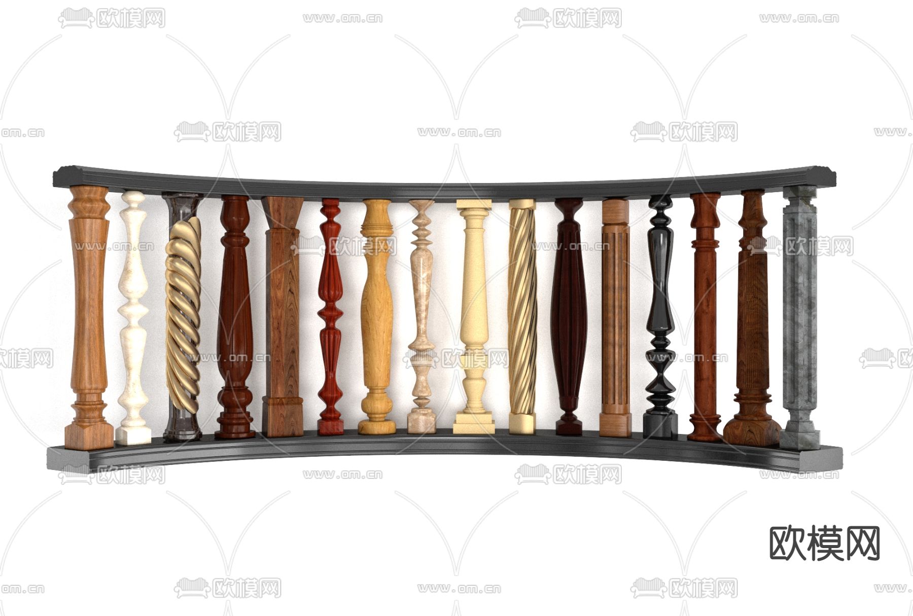 欧式楼梯栏杆免费3d模型下载