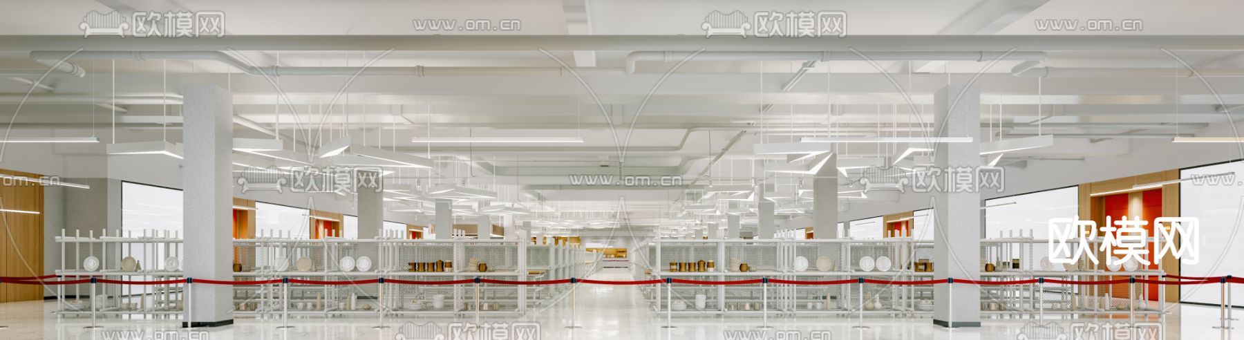 现代陶瓷货架仓库免费3d模型下载（渲染图2）