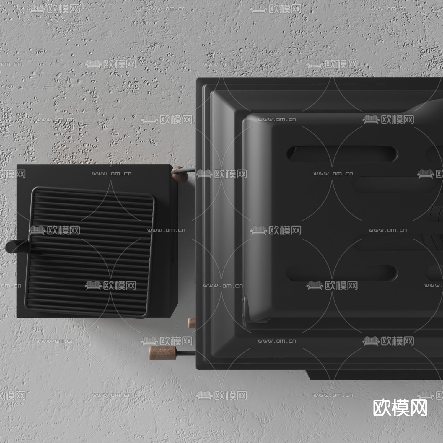现代金属火炉壁炉3d模型下载（渲染图2）