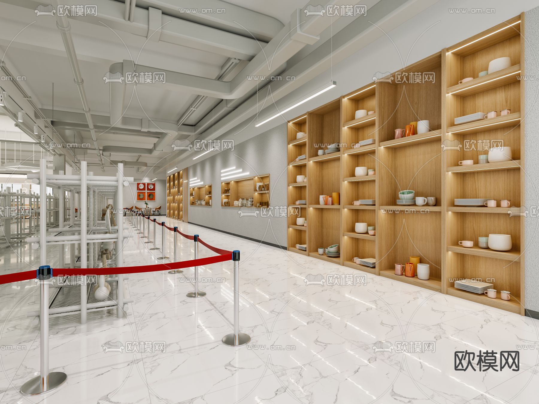 现代陶瓷货架仓库免费3d模型下载（渲染图5）