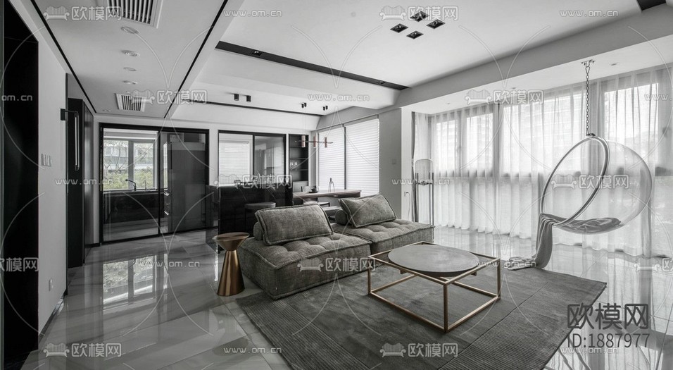 住宅臥室廚房cad施工圖下載(渲染圖2)