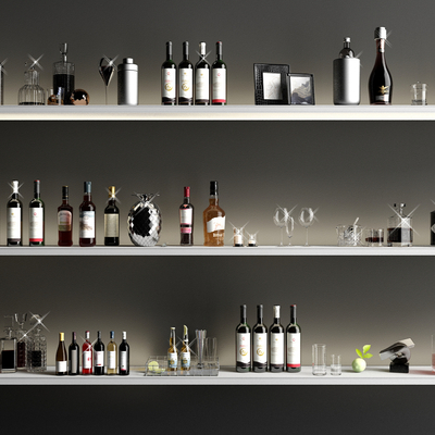  现代酒瓶酒水su模型 
