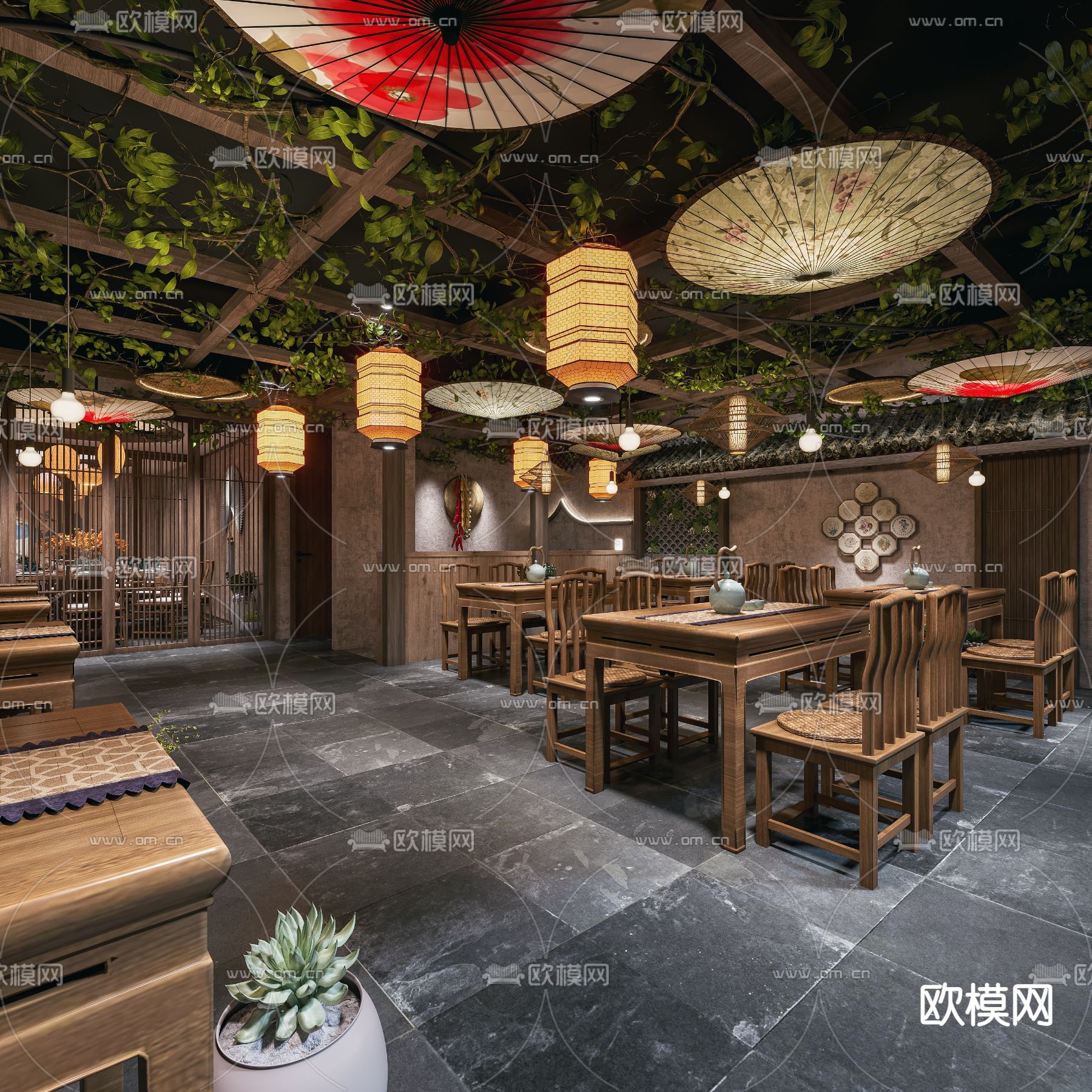 中式中餐厅3d模型