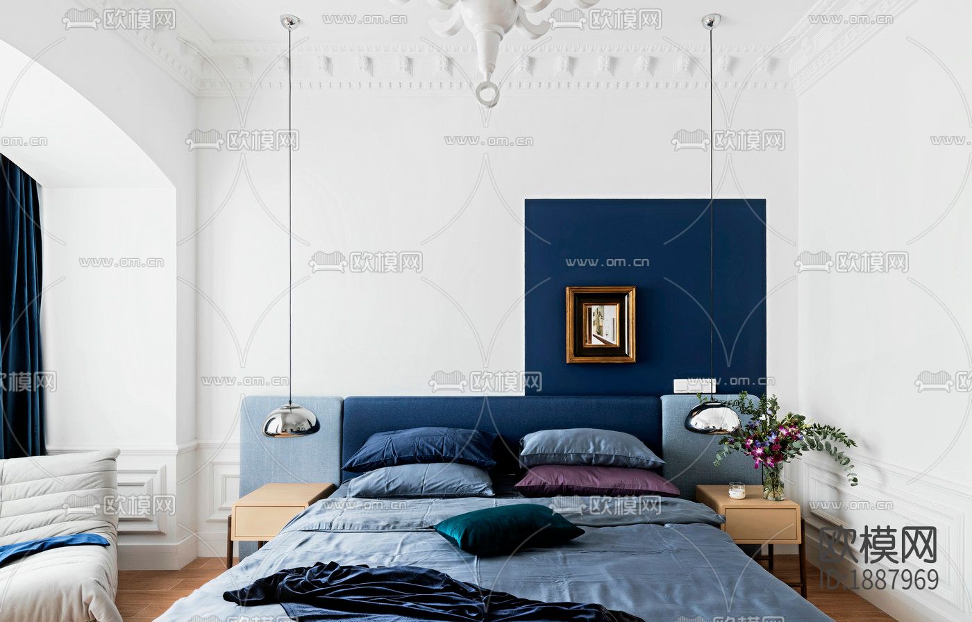 住宅卧室cad施工图下载（渲染图5）