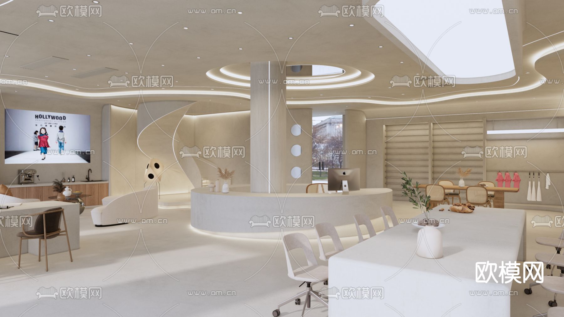 侘寂风儿童服饰展厅su模型下载（渲染图2）