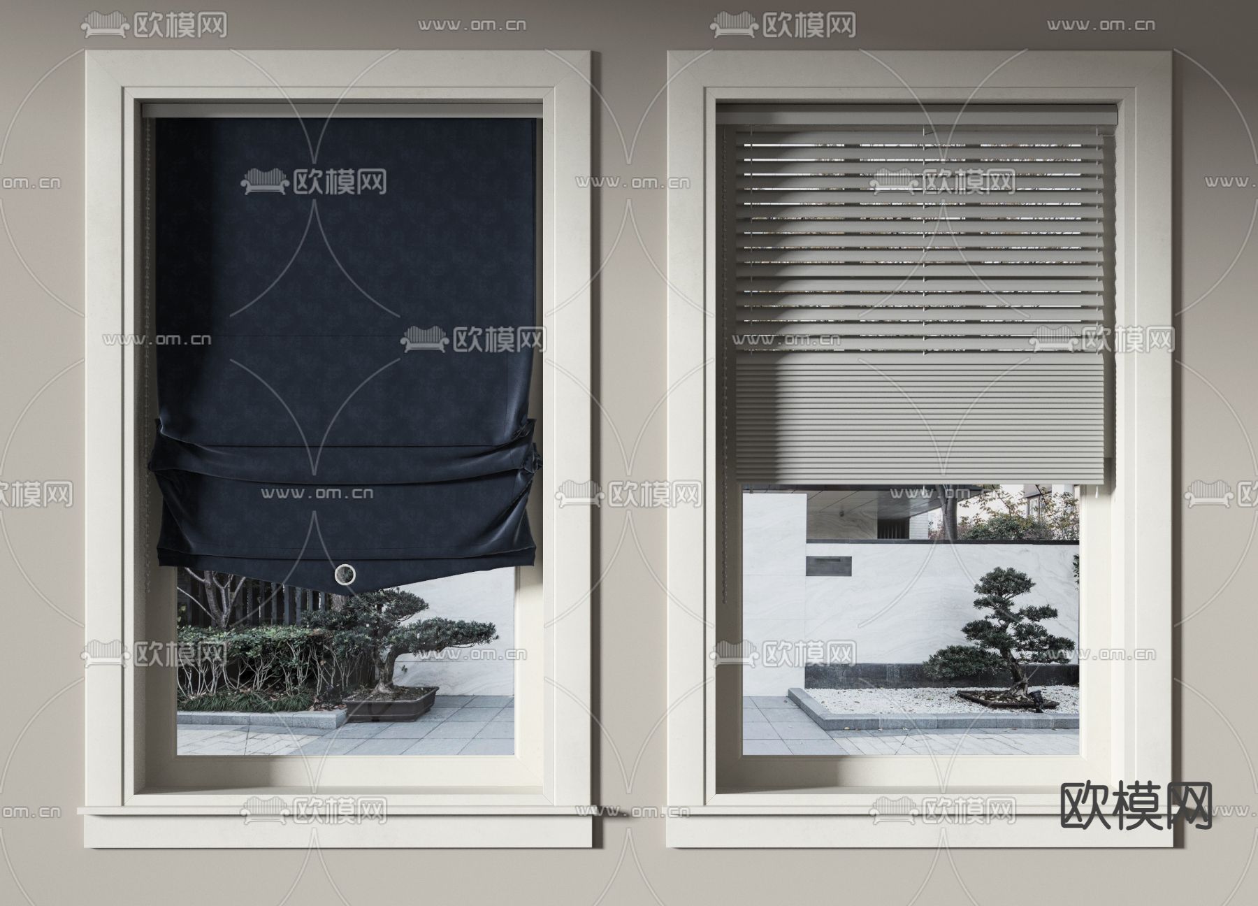 现代窗帘百叶帘3d模型下载（渲染图3）