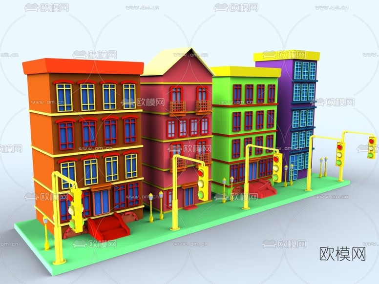 现代卡通建筑外观免费3d模型下载