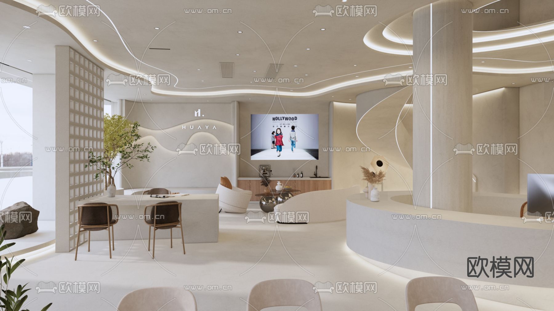 侘寂风儿童服饰展厅su模型下载（渲染图1）