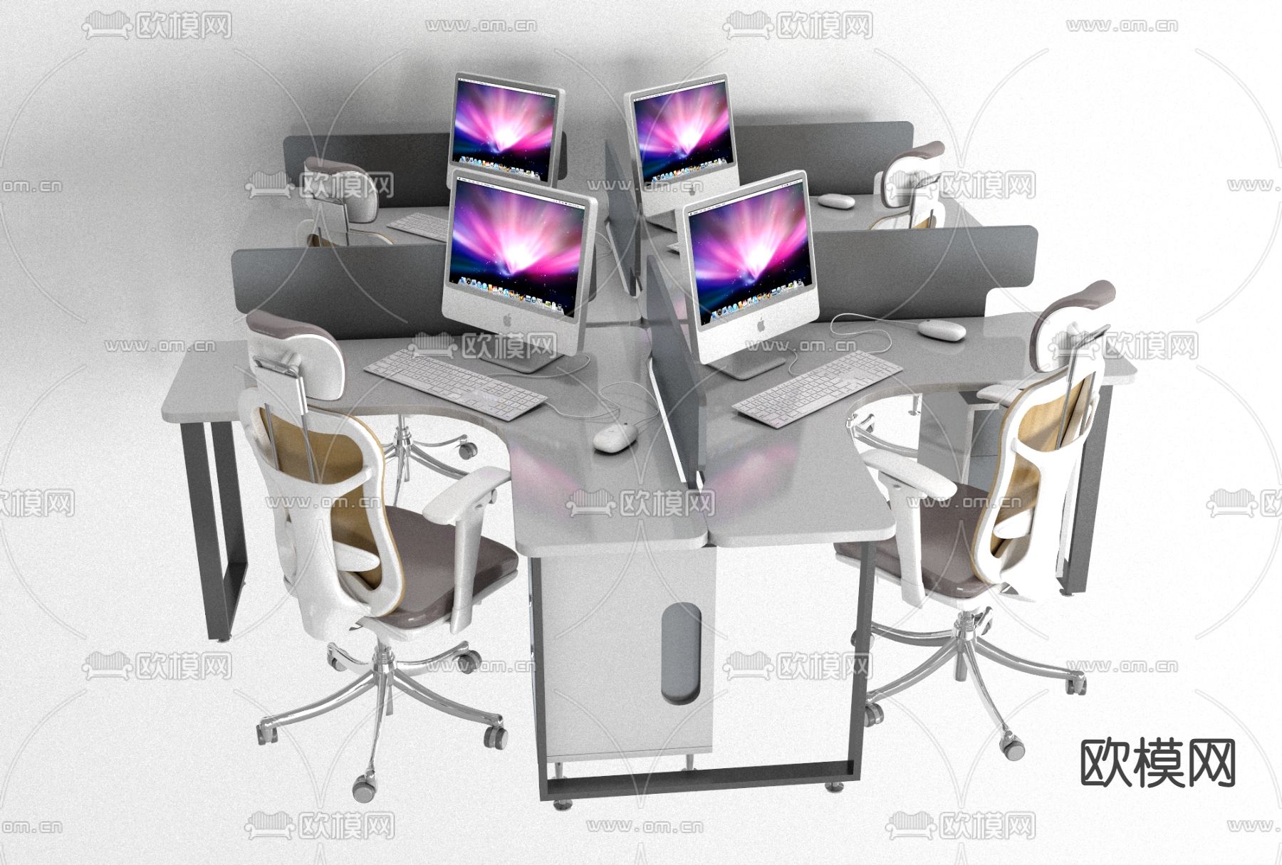 现代办公桌椅免费3d模型下载