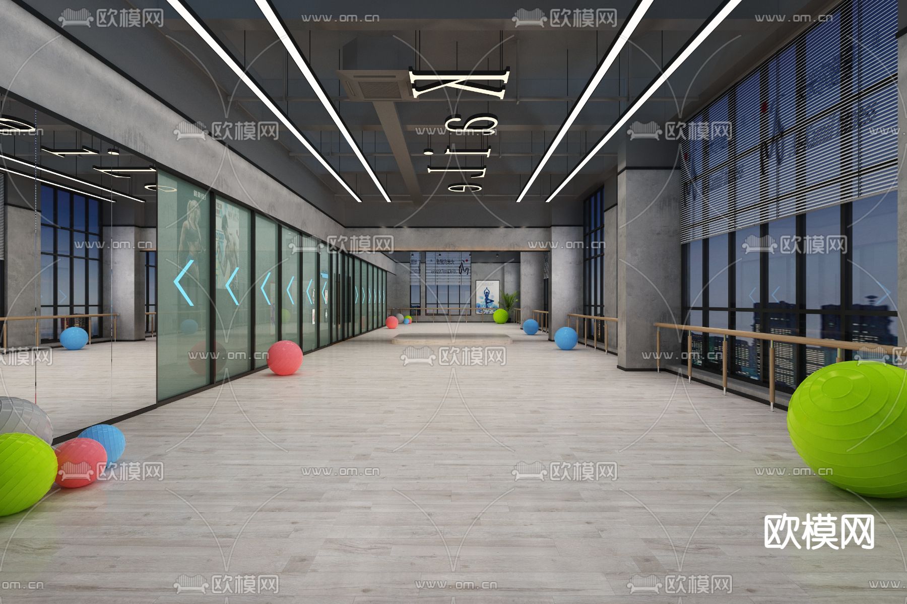 工业风健身房3d模型下载（渲染图4）