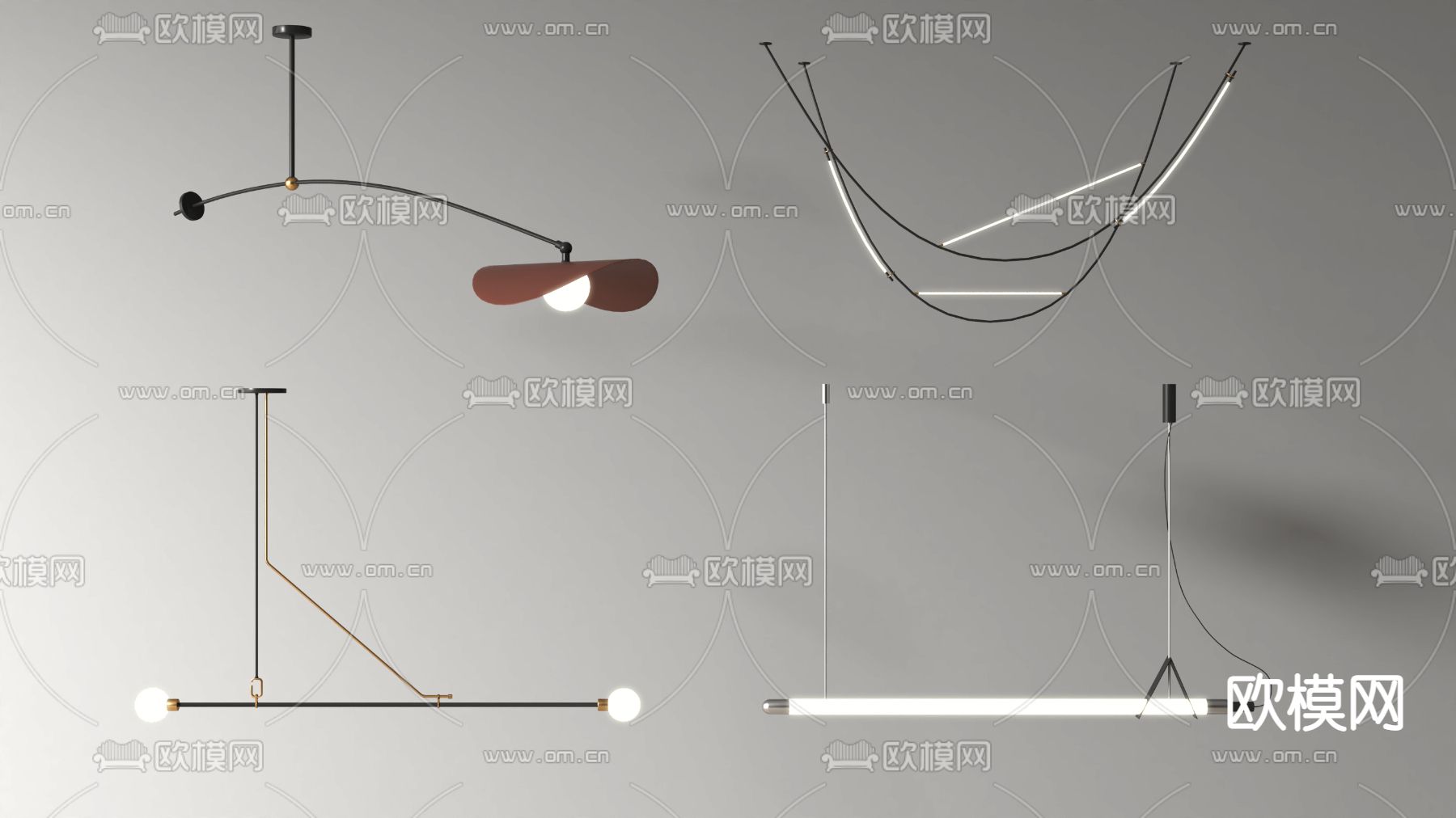 现代吊灯su模型下载（渲染图1）