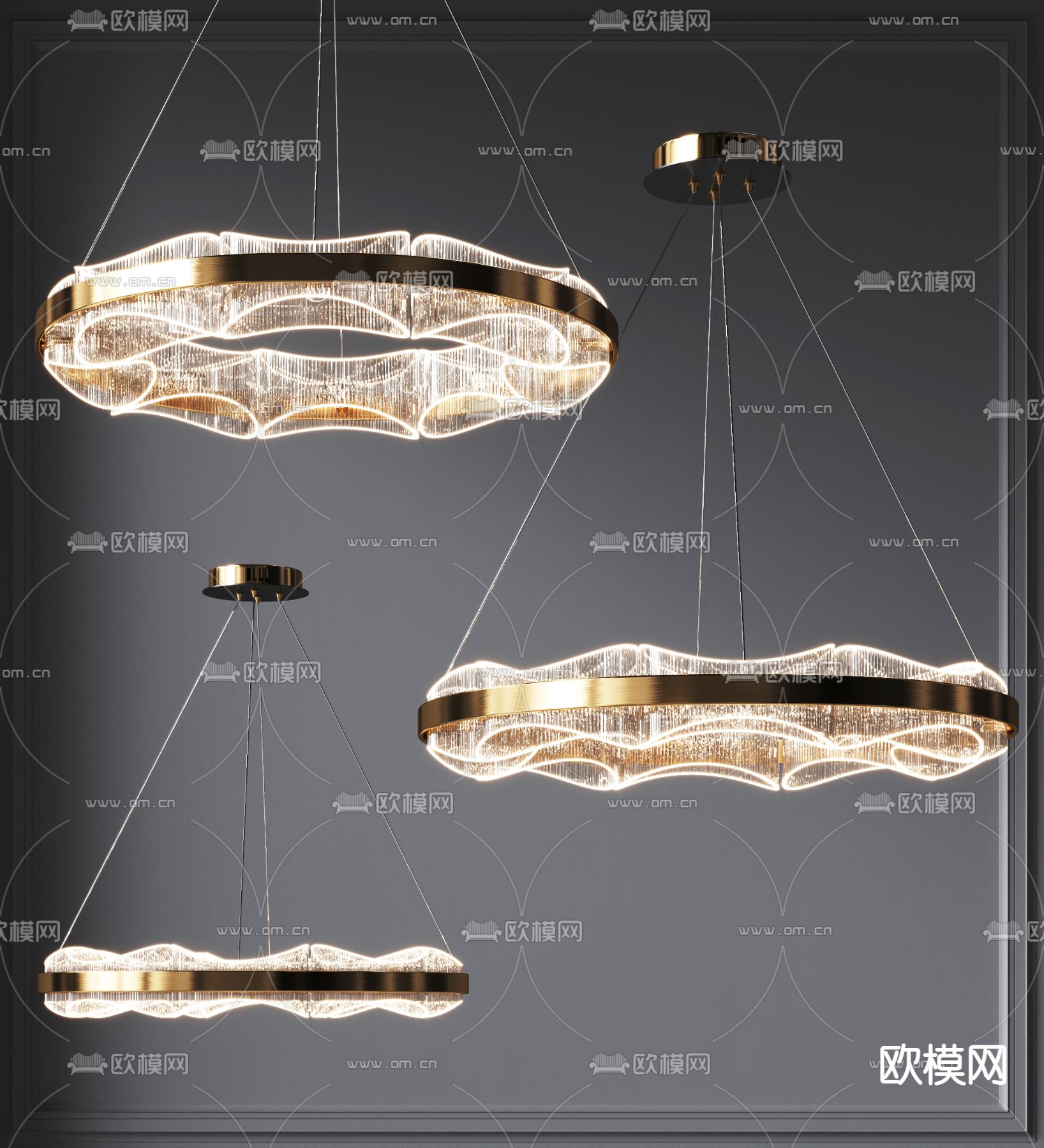 现代水晶圆环吊灯3d模型