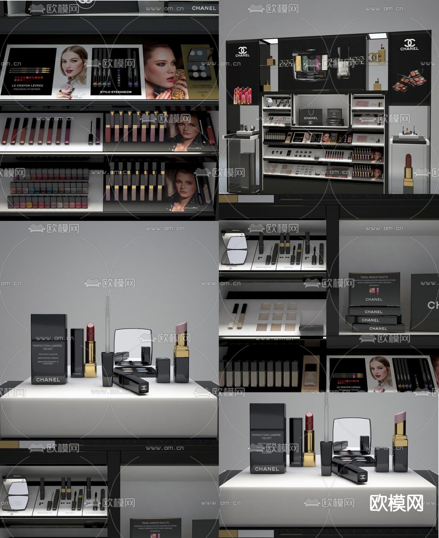 现代化妆品货柜展示柜3d模型下载