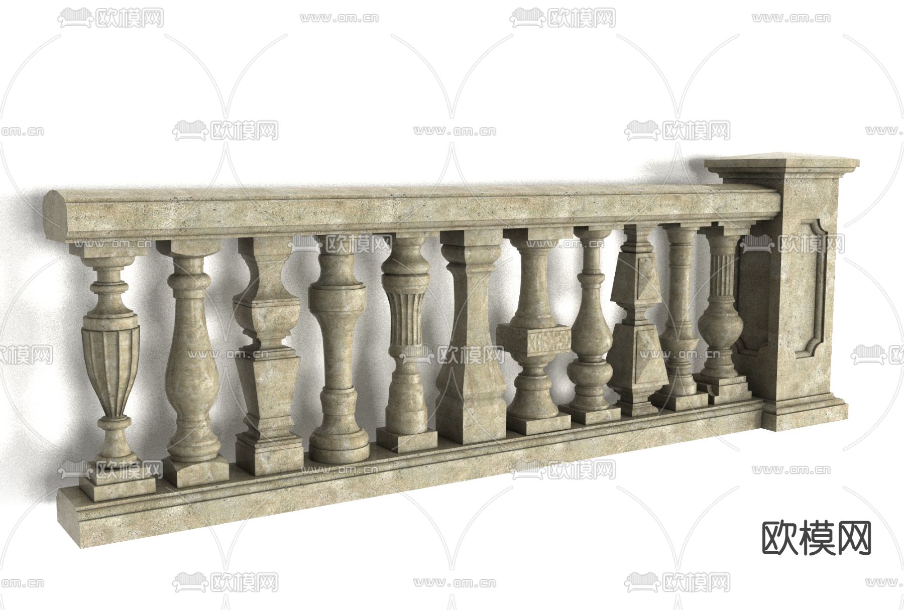 欧式扶手护栏免费3d模型下载