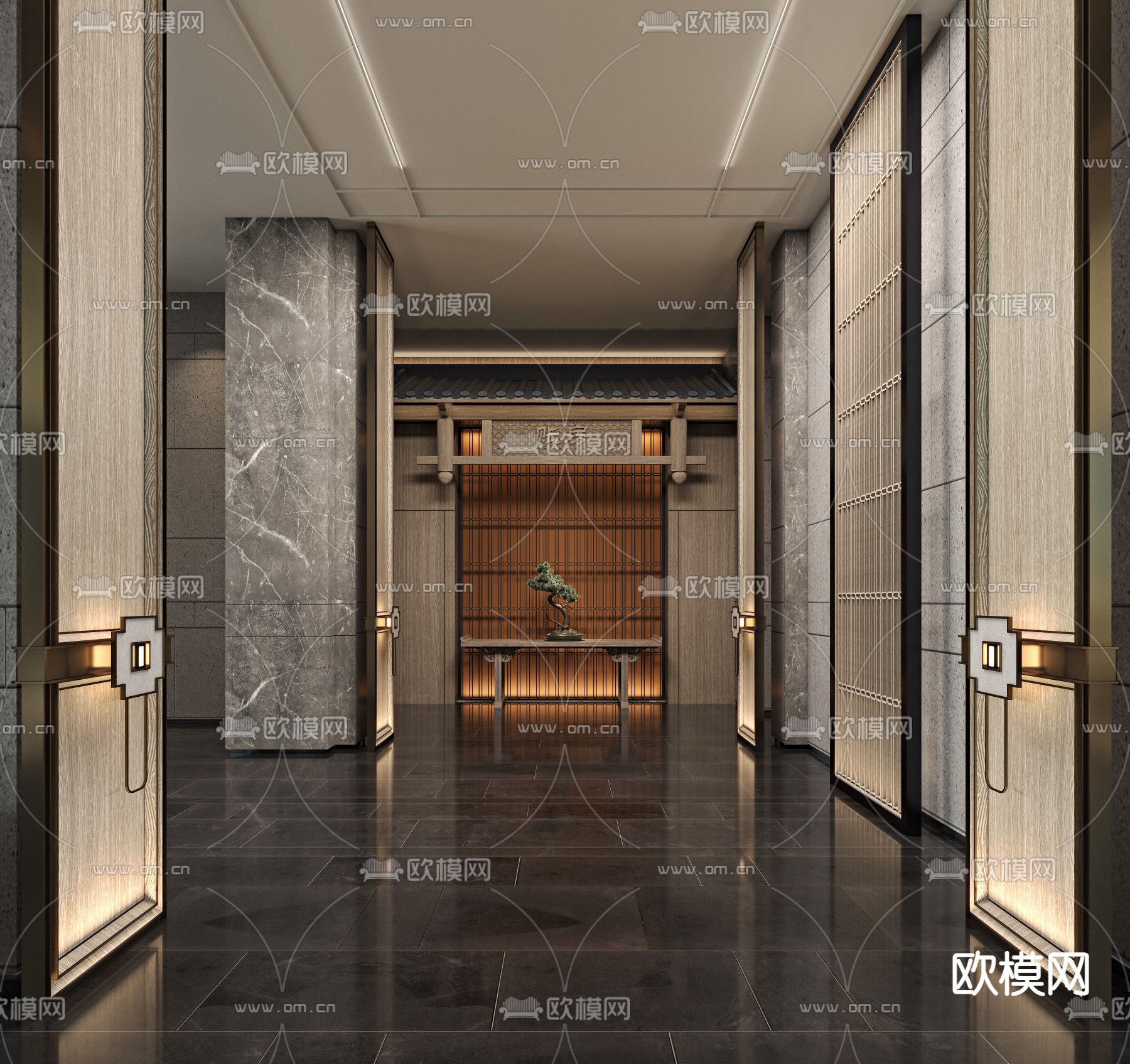 新中式售楼处洽谈区3d模型