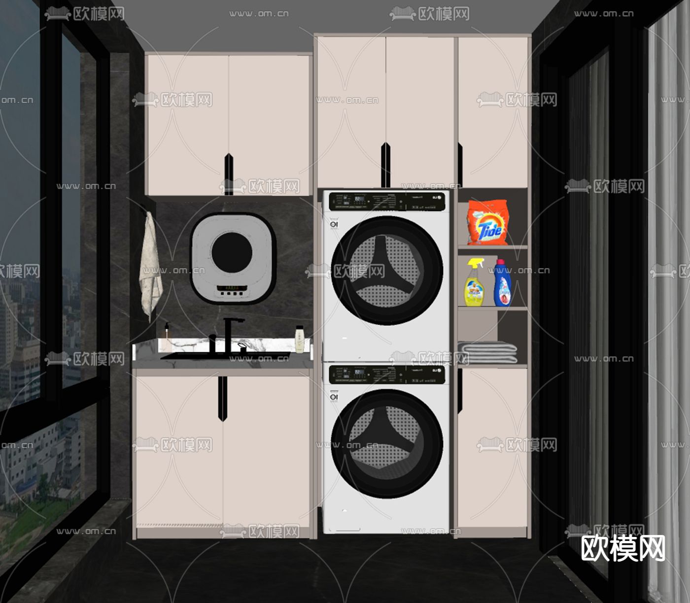 现代阳台su模型