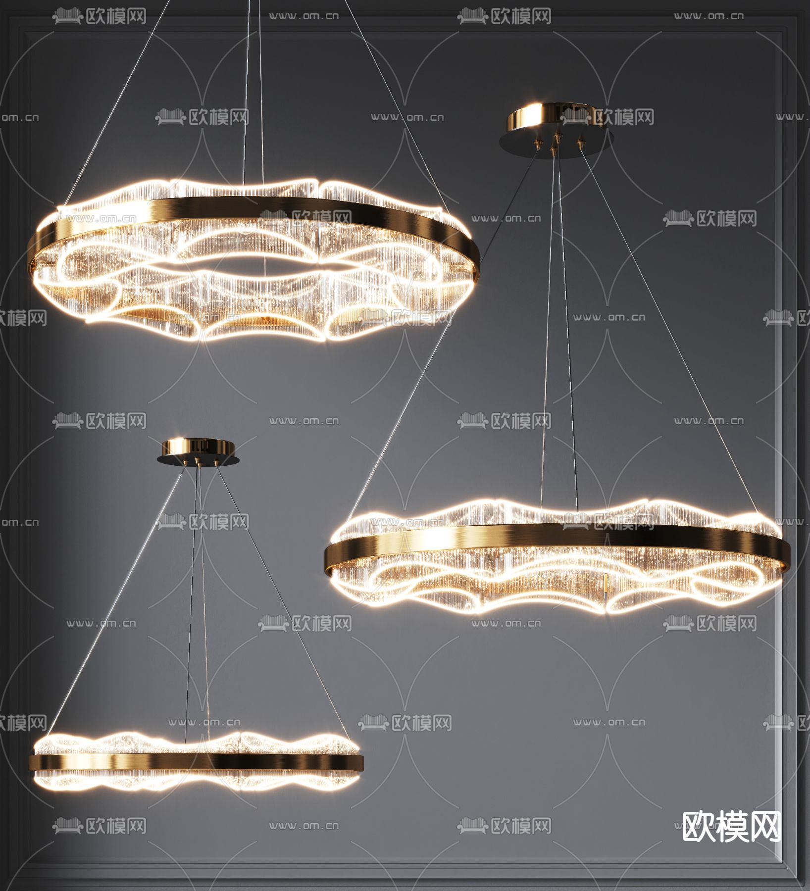 现代水晶圆环吊灯3d模型