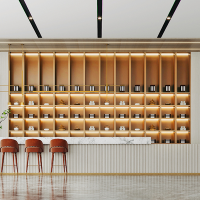  现代售楼处水吧台su模型 