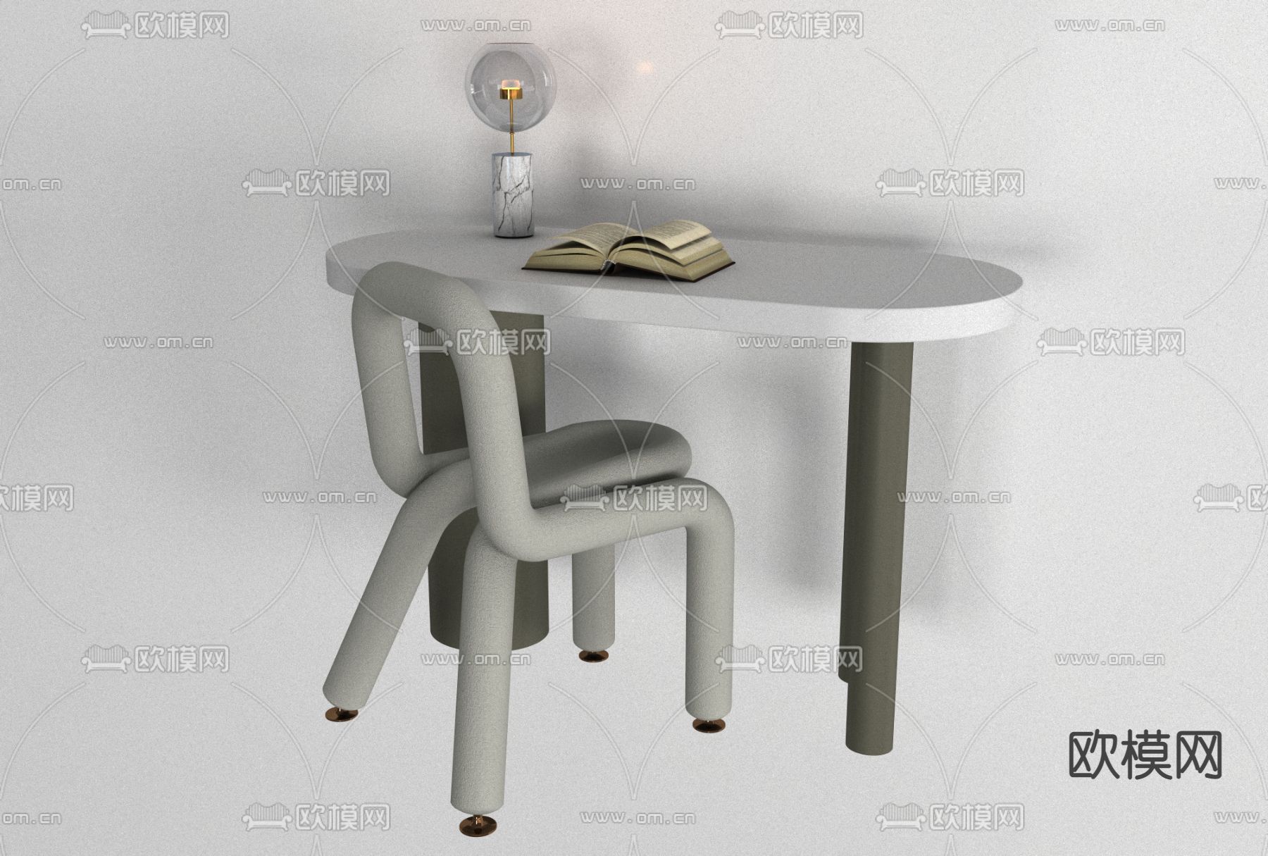 北欧儿童书桌椅免费3d模型下载