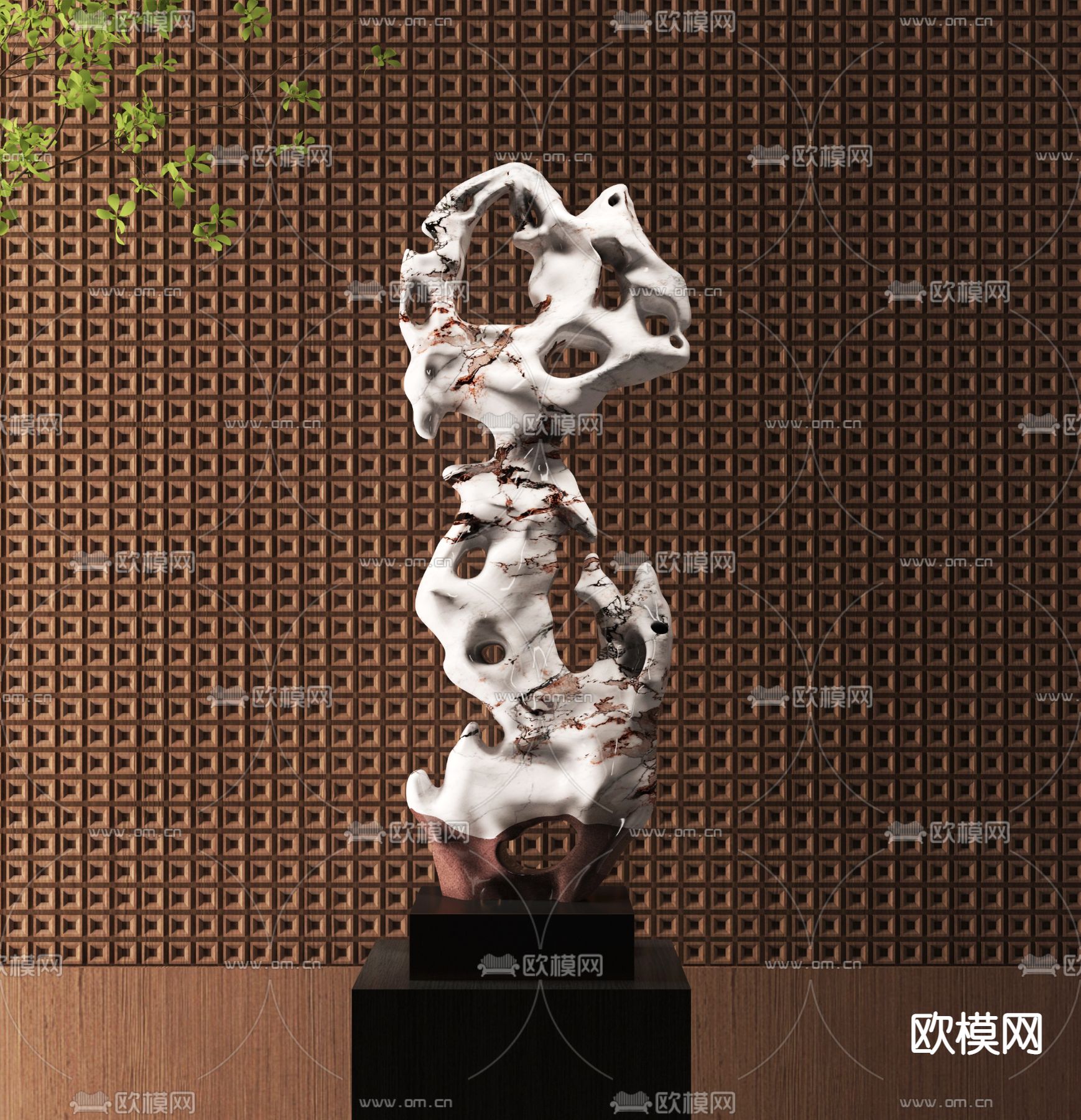 新中式太湖石雕塑摆件3d模型