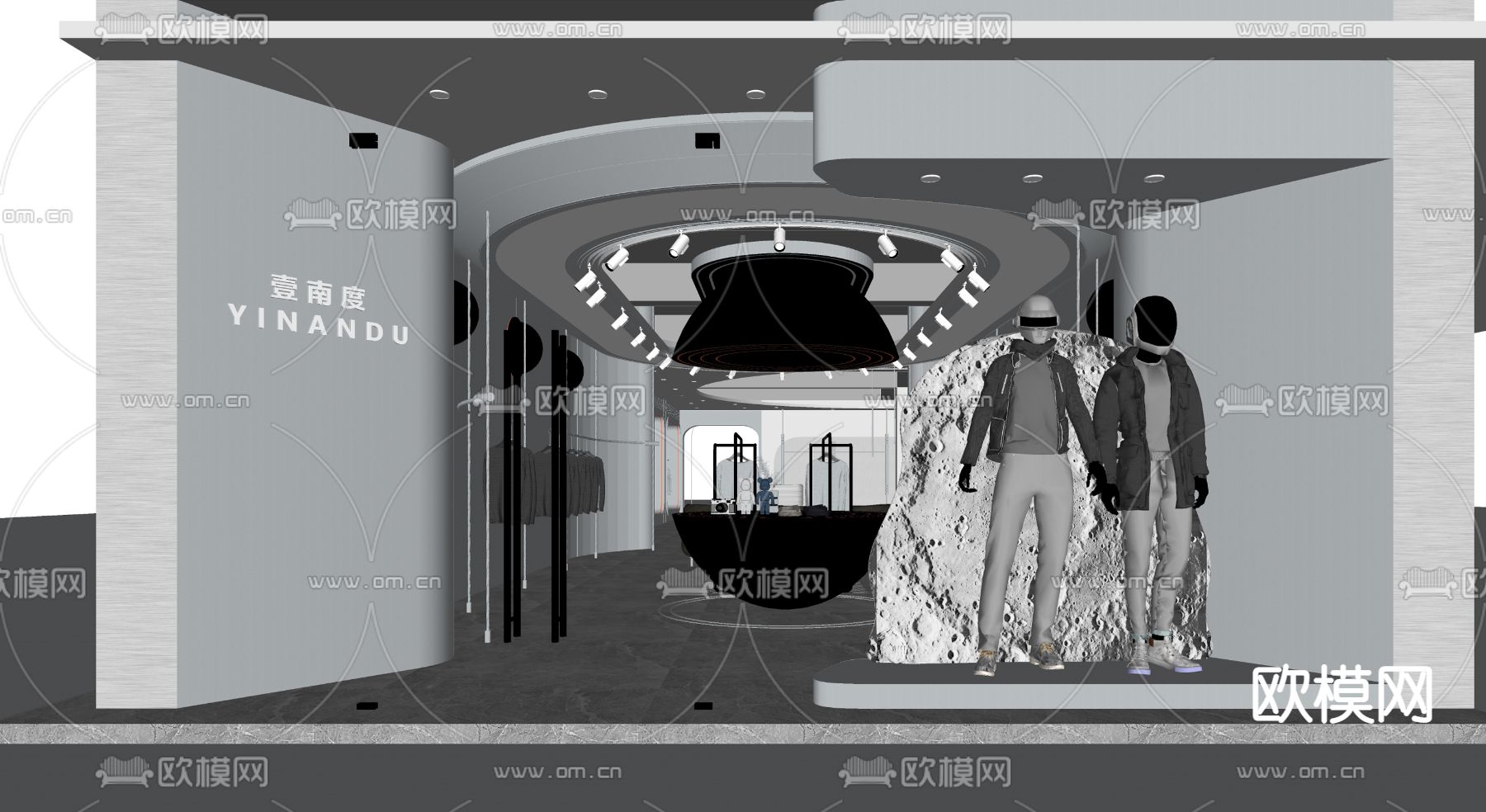 现代男装服装店su模型下载（渲染图2）