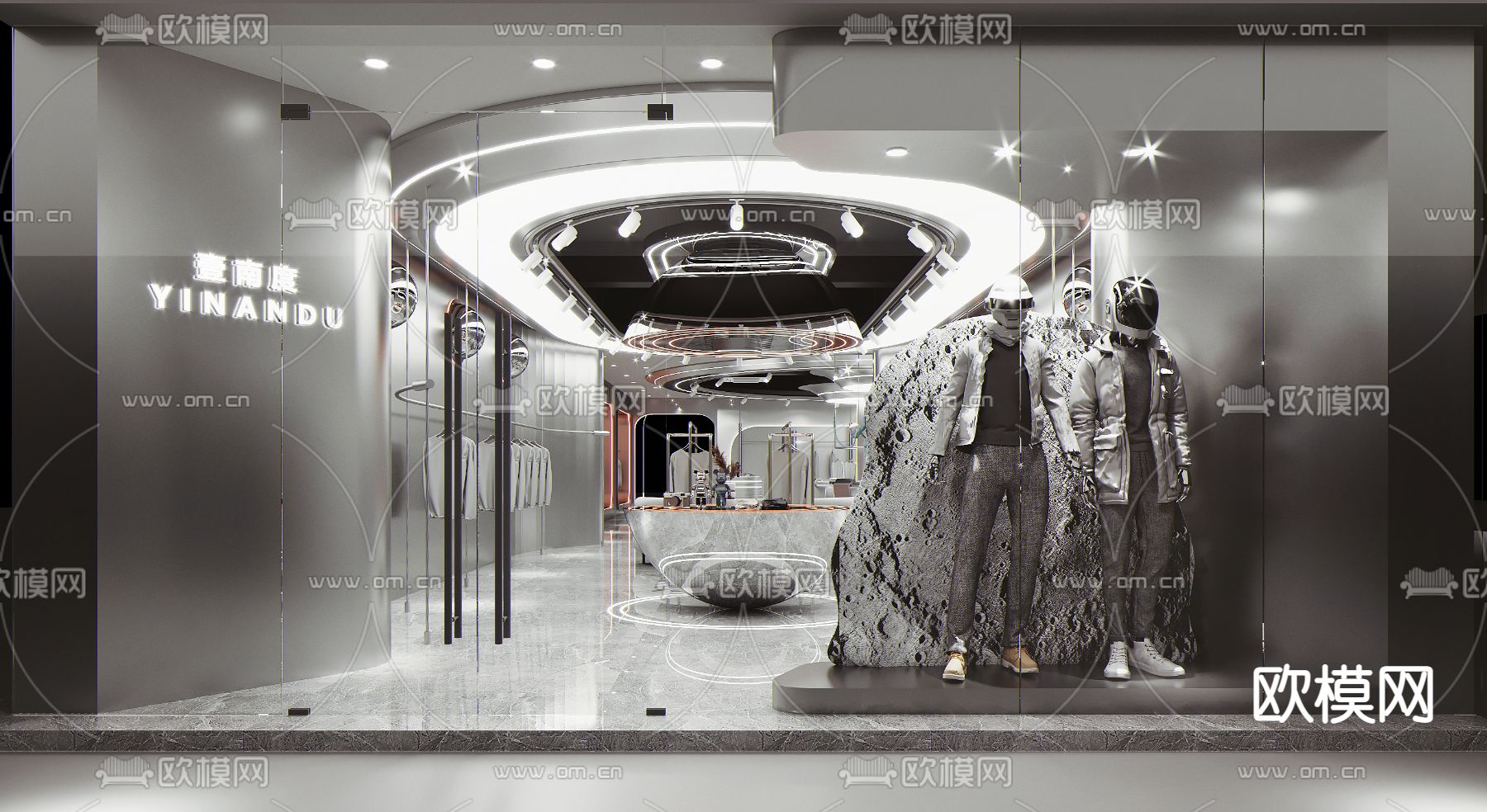 现代男装服装店su模型下载（渲染图1）