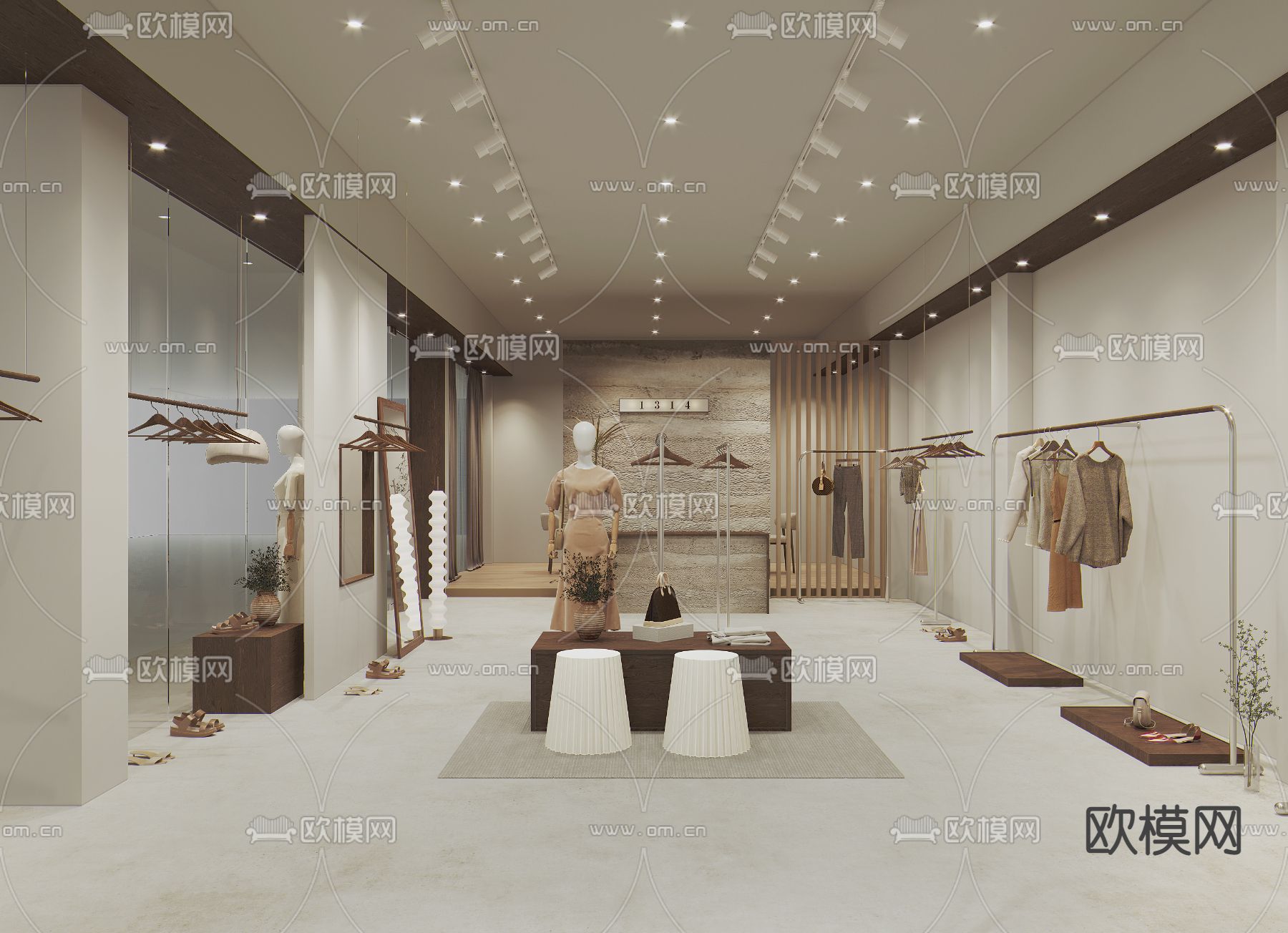 侘寂风女装服装店3d模型