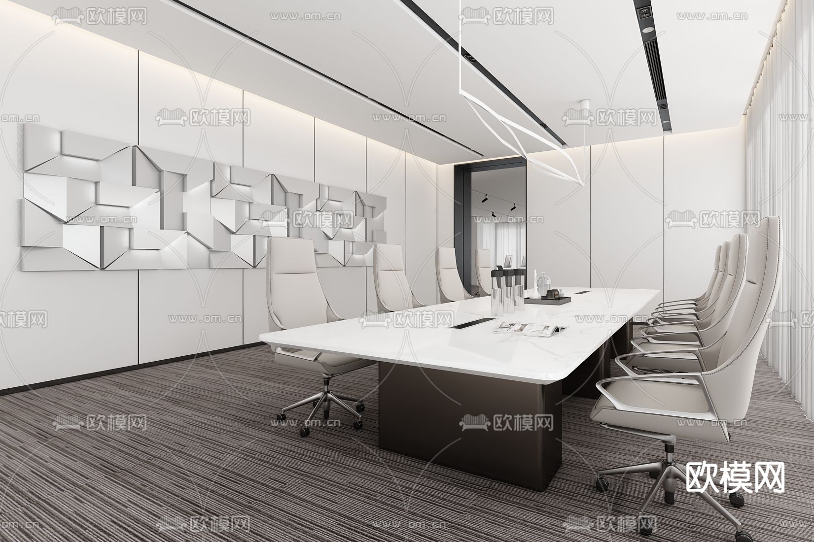 现代会议室su模型下载