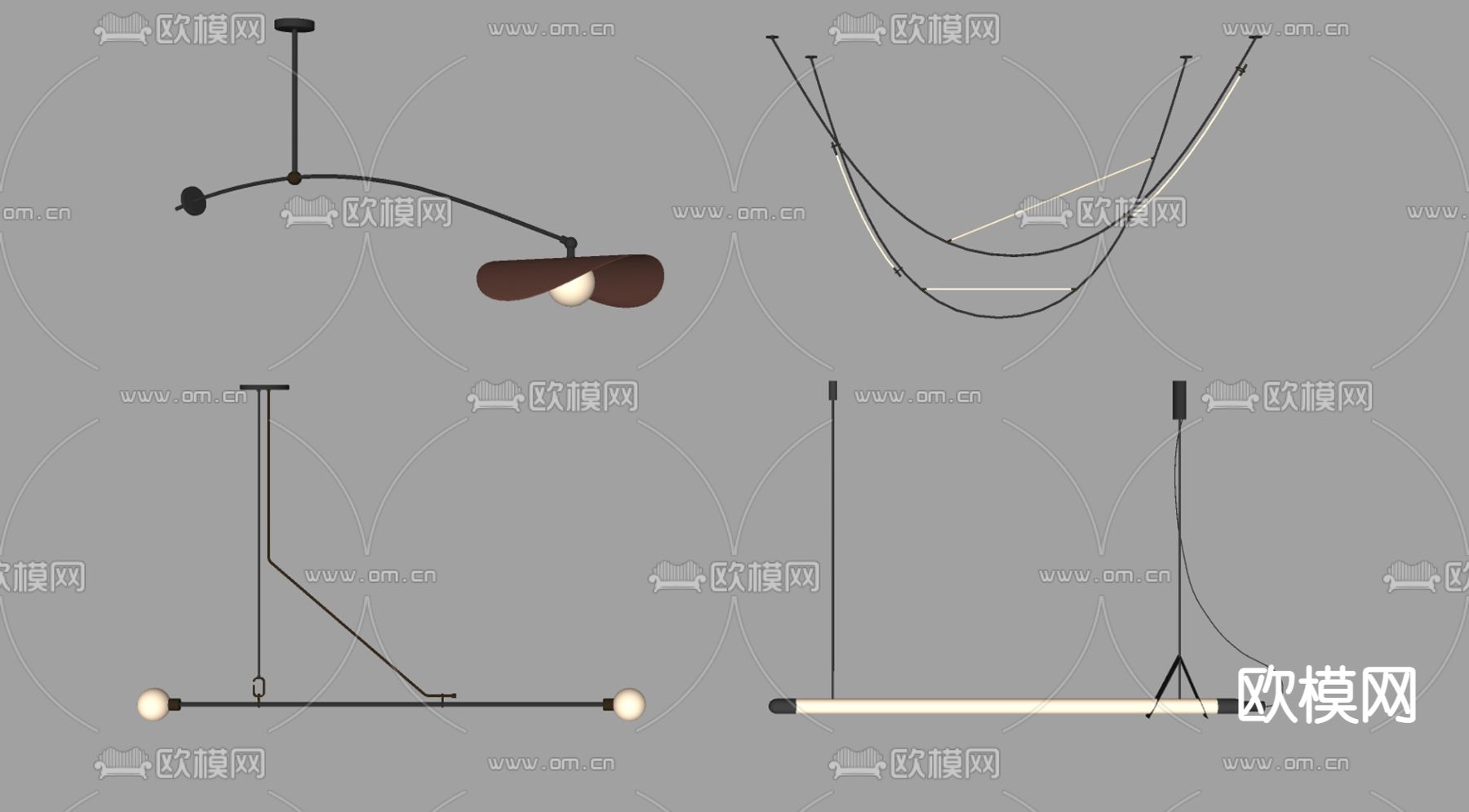 现代吊灯su模型下载（渲染图2）