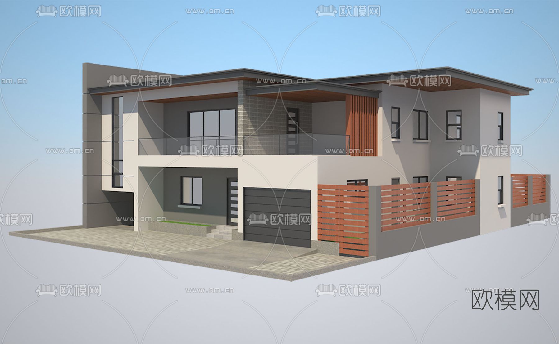 现代独栋别墅外观免费3d模型下载