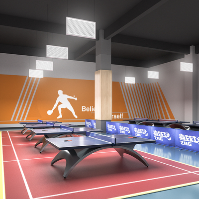  现代体育馆运动乒乓球室su模型 