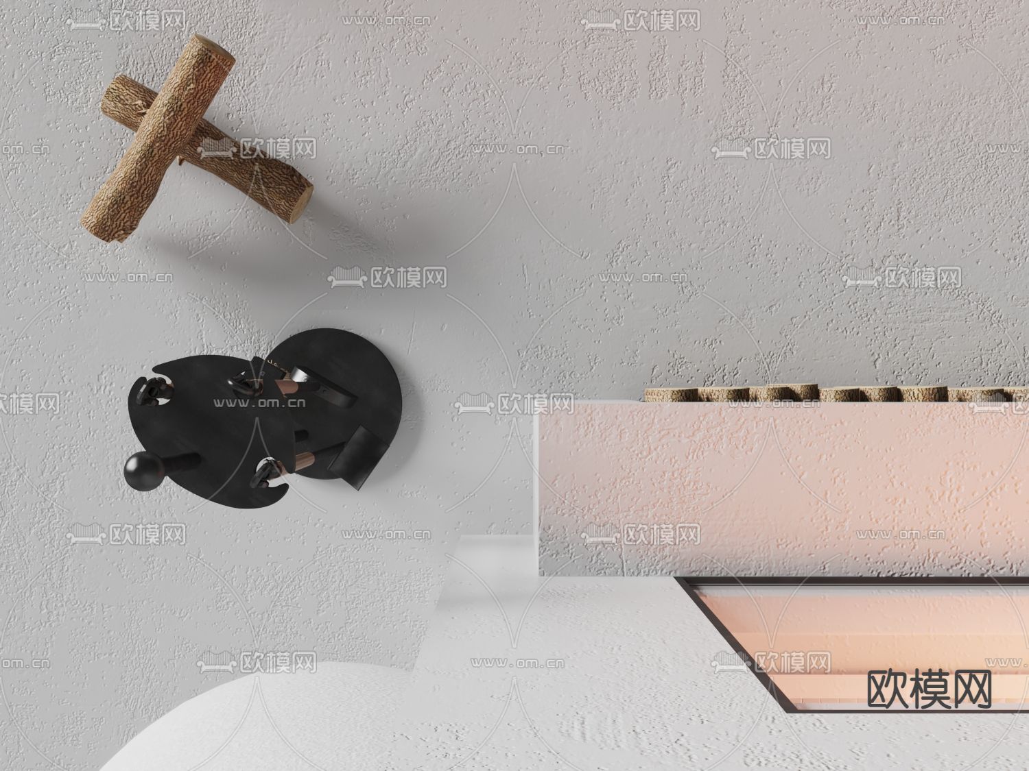 现代火焰壁炉3d模型下载（渲染图1）