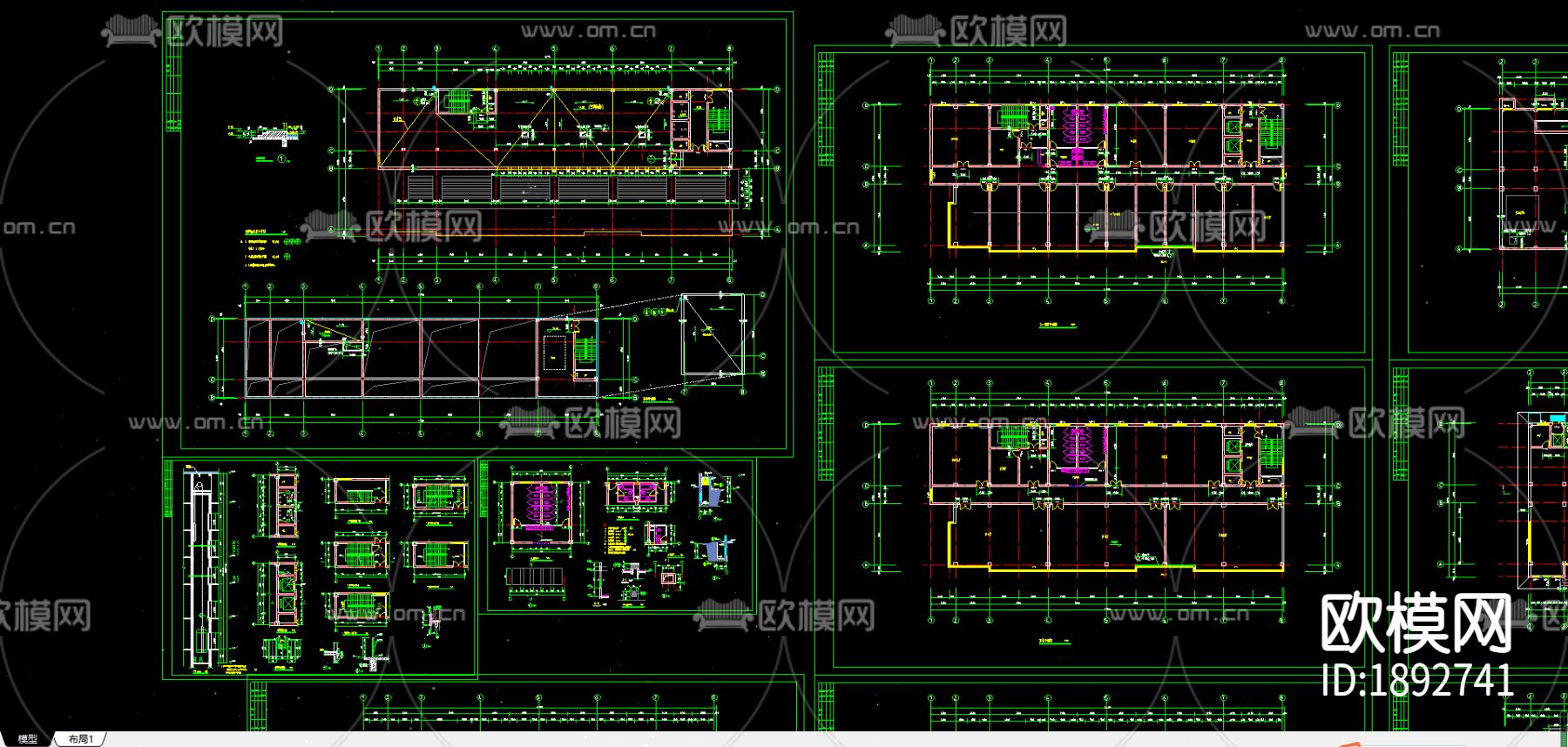 酒店cad施工图下载（渲染图1）