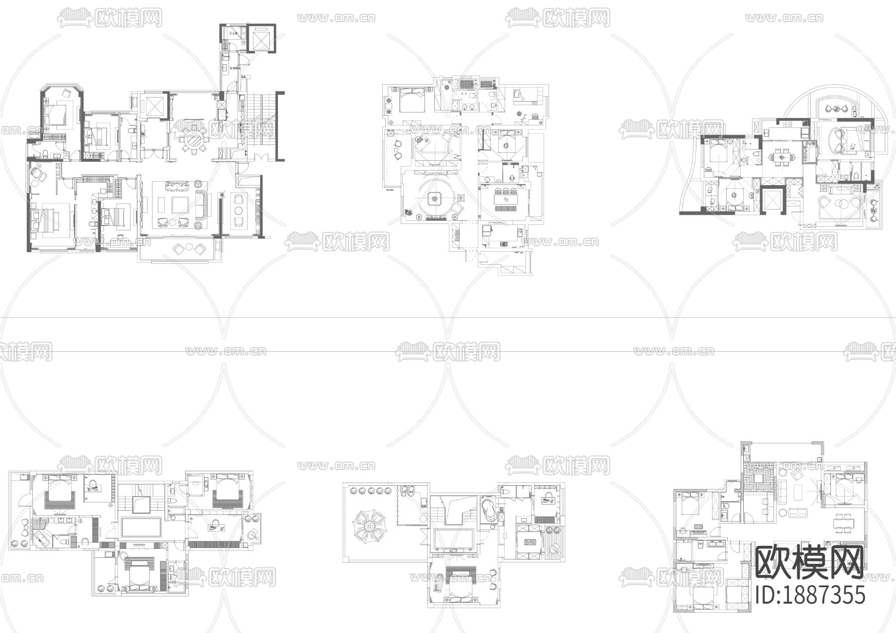 大师级豪宅别墅CAD施工图下载（渲染图4）