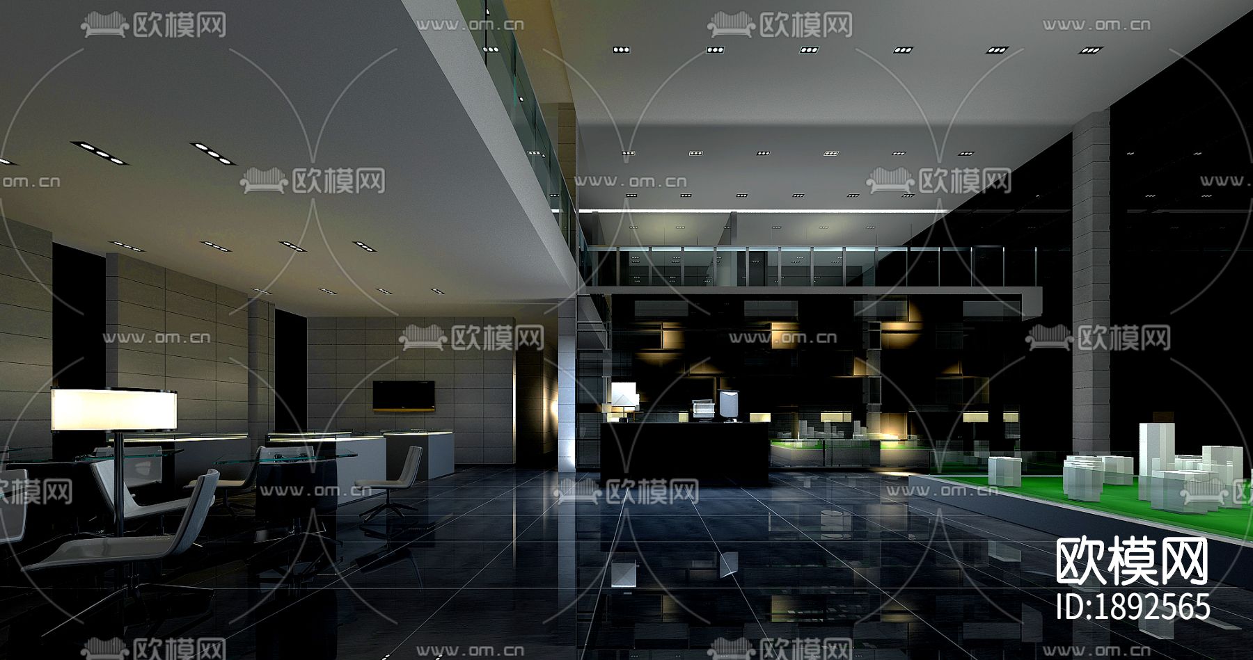 售楼处cad施工图下载（渲染图2）