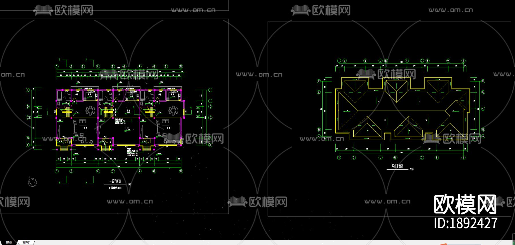 别墅cad施工图下载（渲染图2）