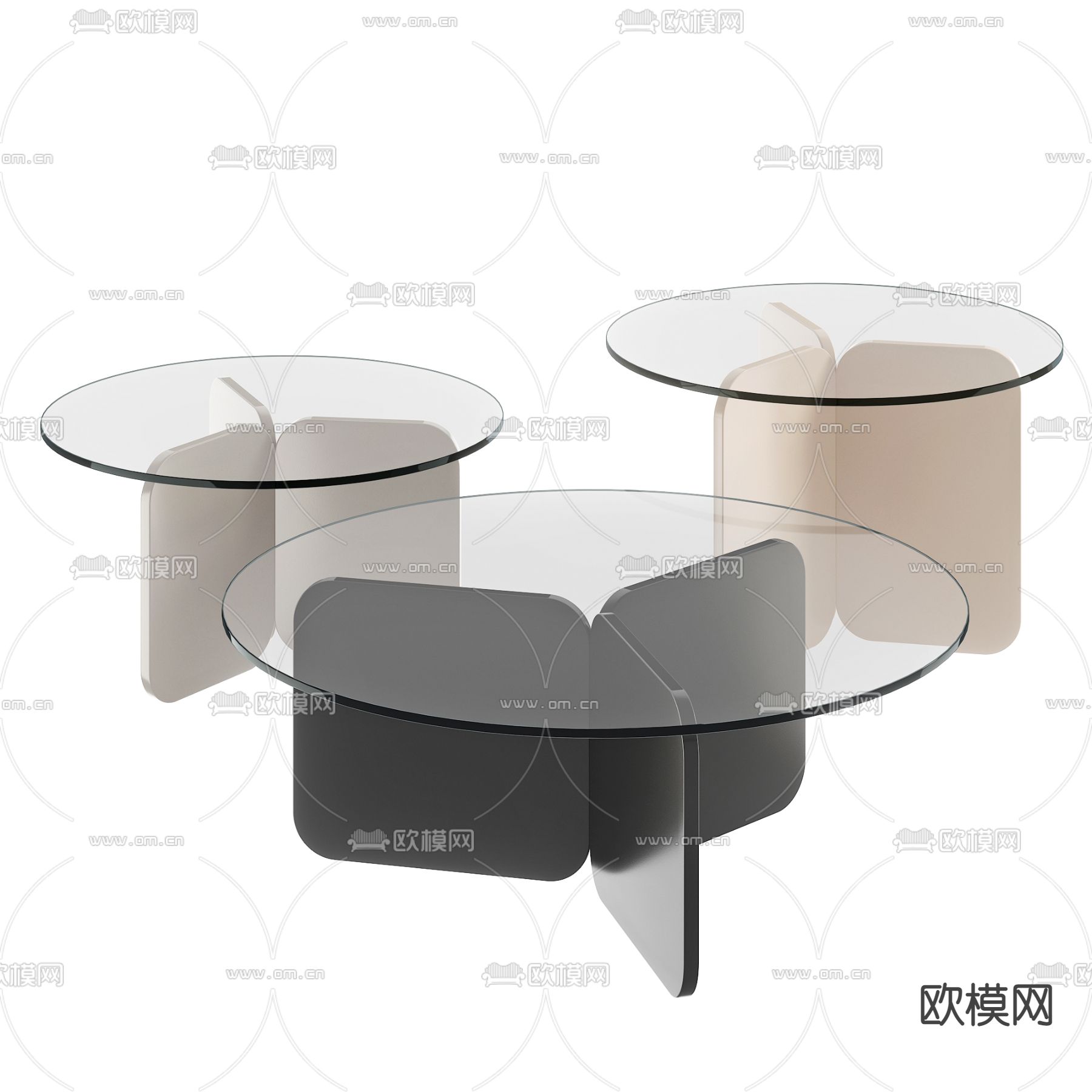 现代玻璃圆形餐桌3d模型下载