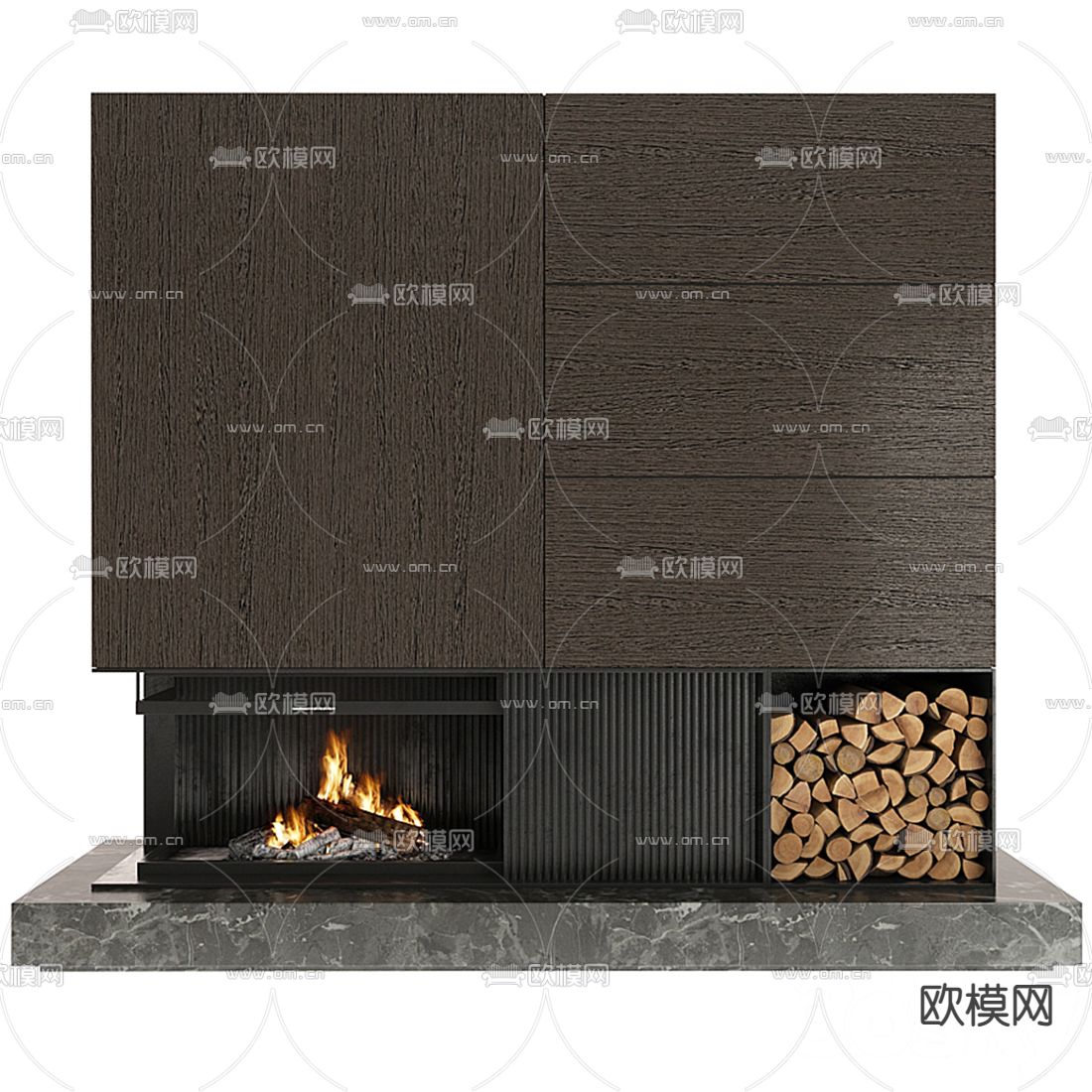 现代壁炉3d模型下载（渲染图2）