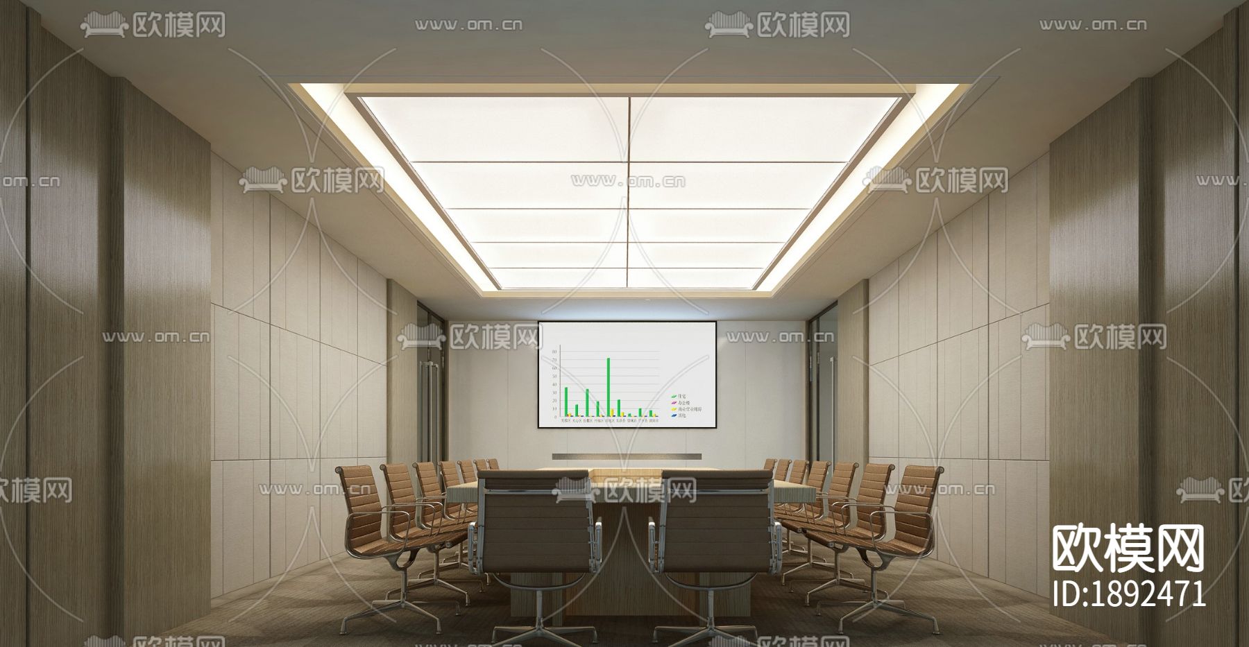 办公室cad施工图下载（渲染图6）