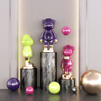  现代公仔玩偶雕塑su模型 