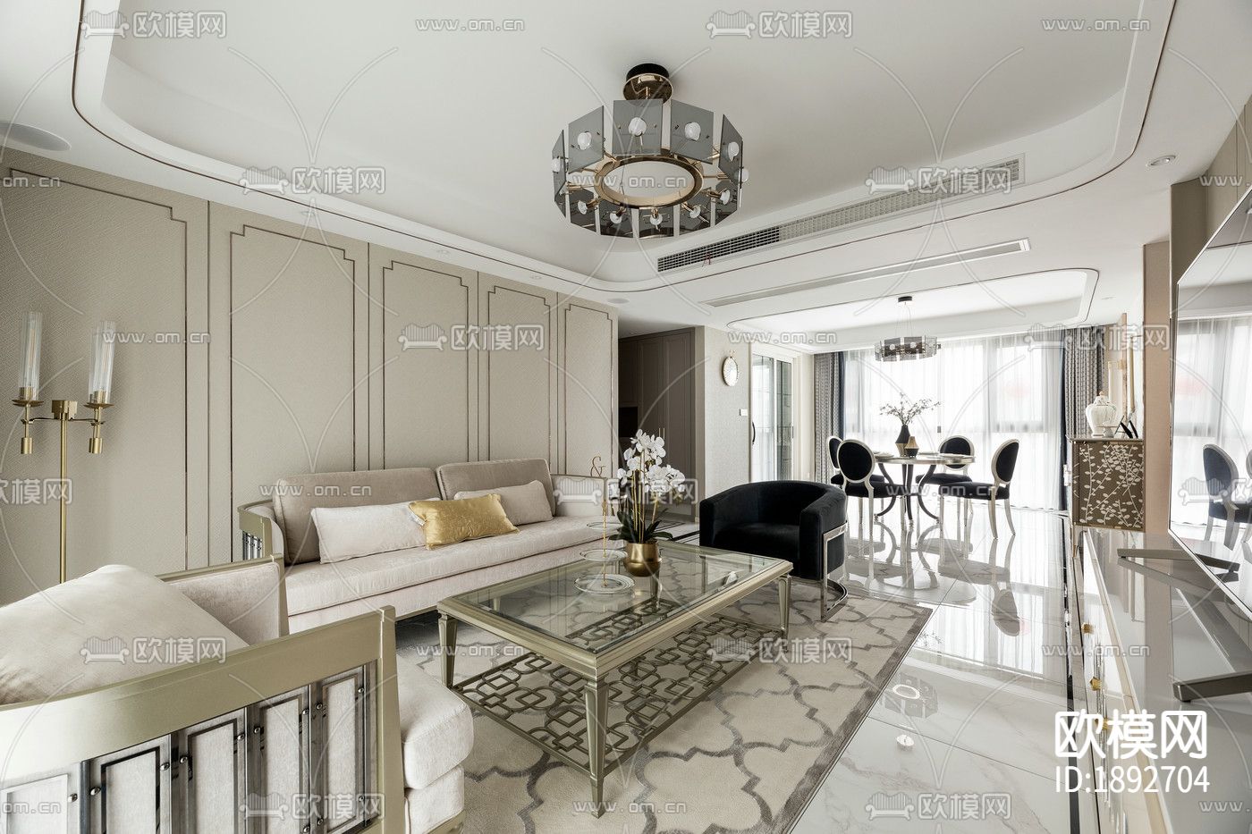 家装住宅cad施工图下载（渲染图2）