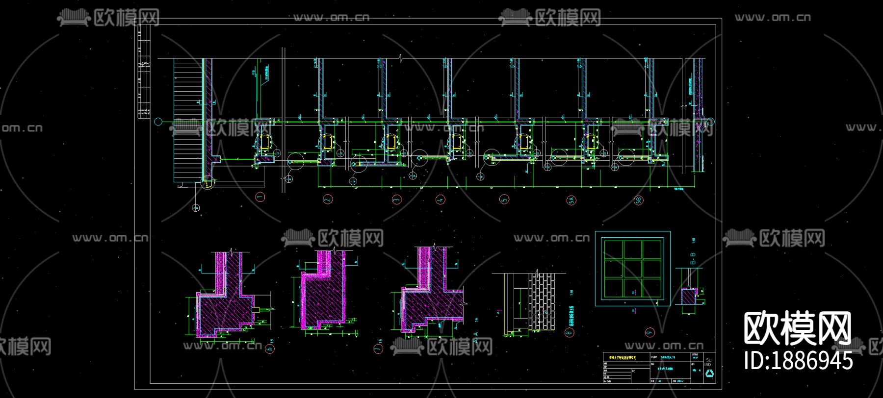 别墅建筑节点CAD施工图下载（渲染图3）