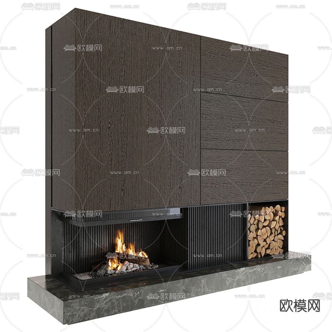 现代壁炉3d模型下载（渲染图1）