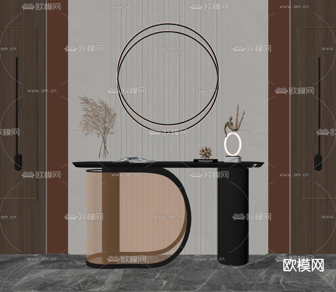 现代端景条案su模型