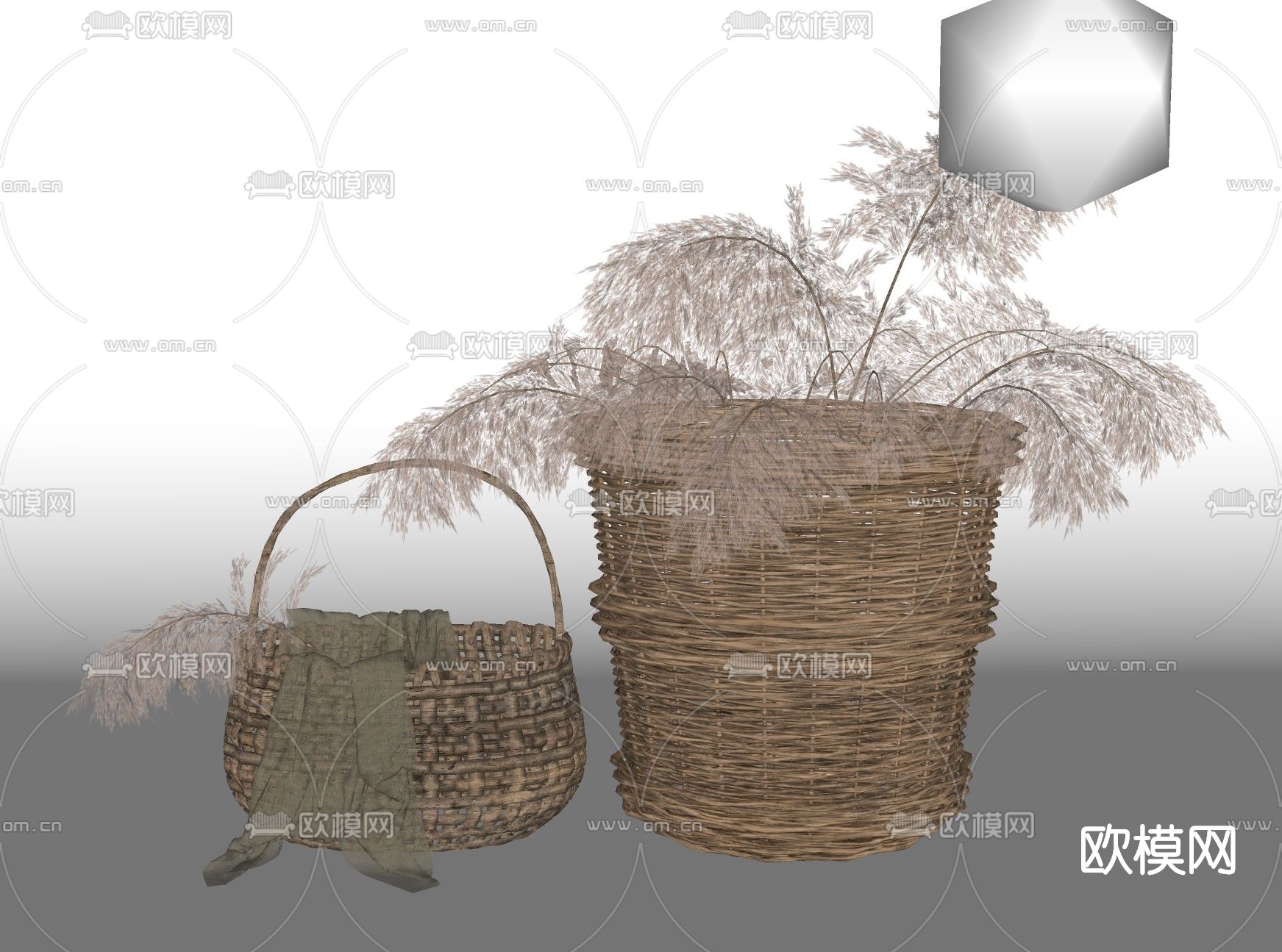 现代编织收纳筐su模型下载（渲染图2）