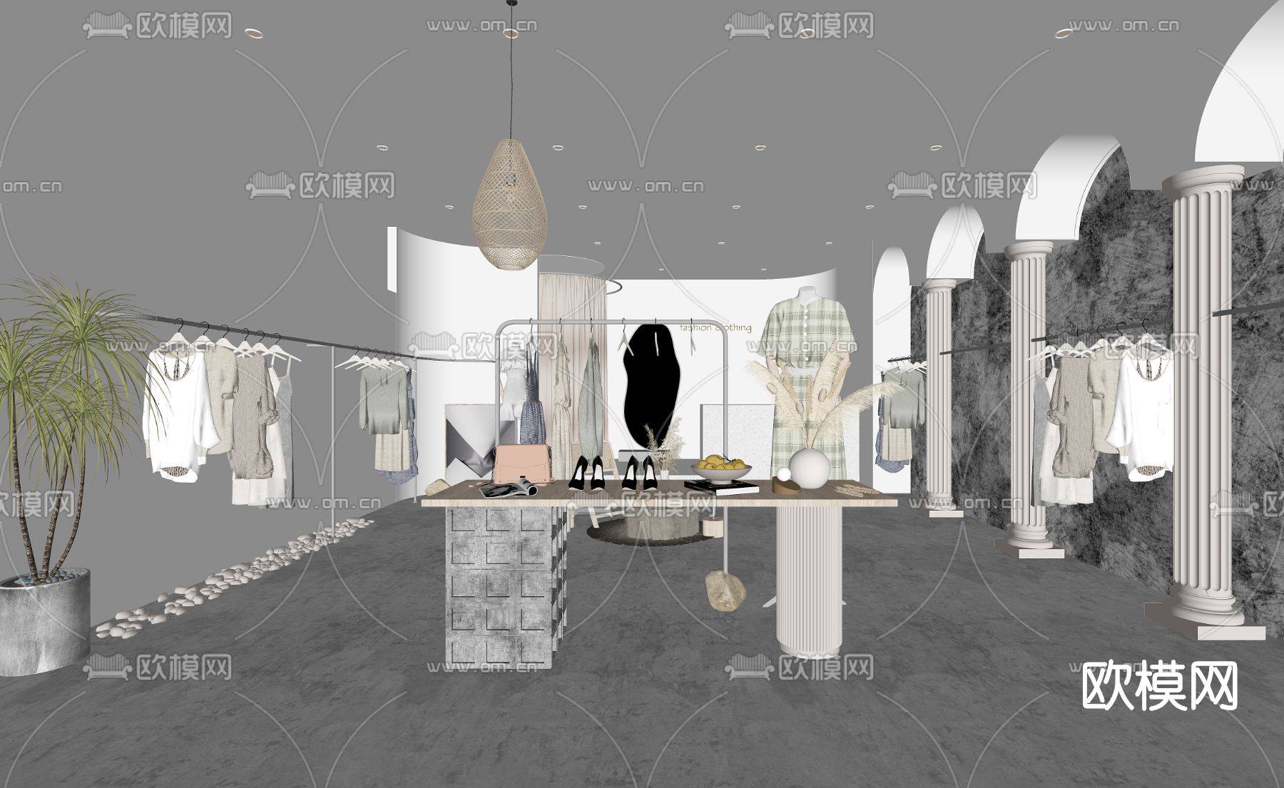 现代女装服装店su模型下载（渲染图2）