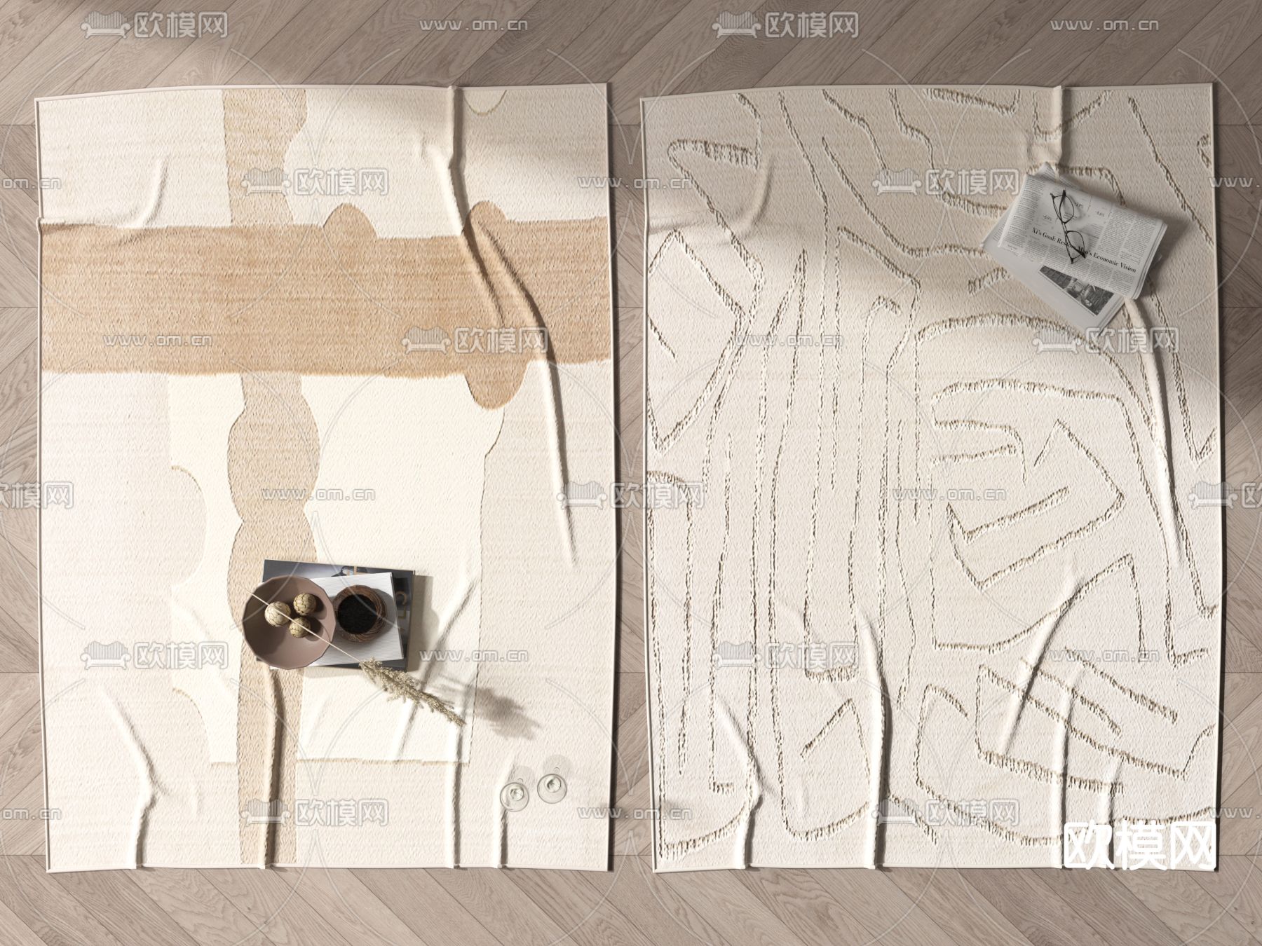 现代布艺地毯3d模型下载