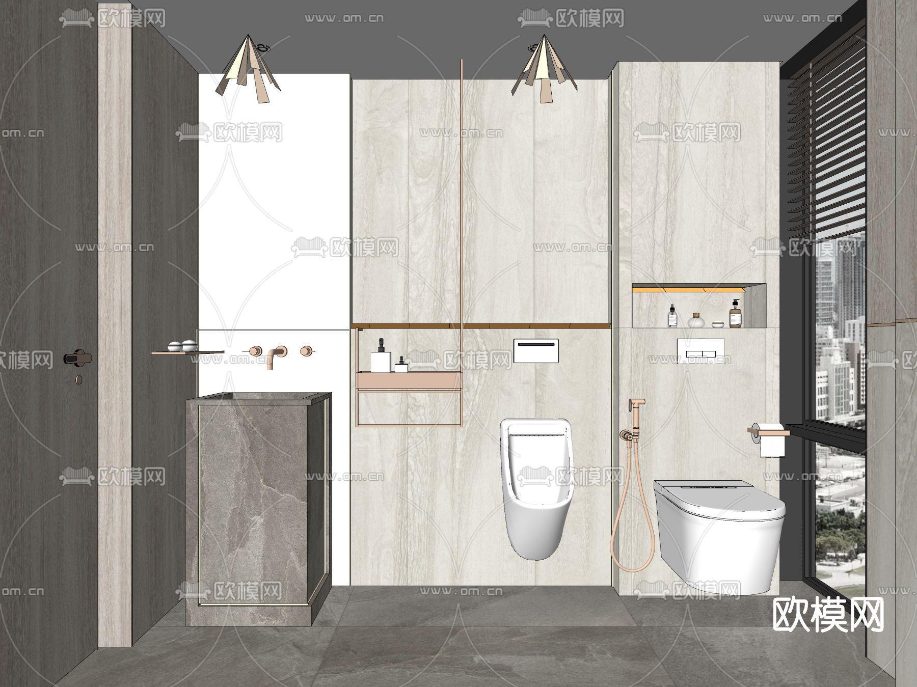 现代浴室卫生间su模型