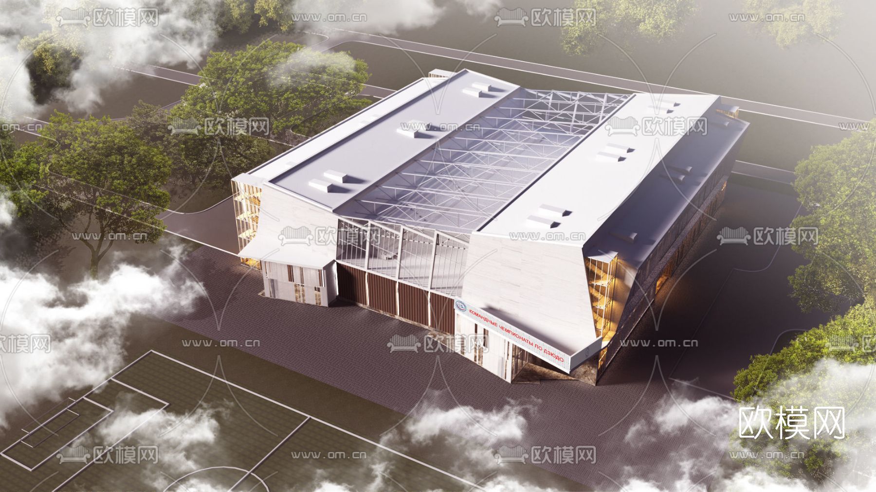 现代商场建筑外观免费3d模型下载